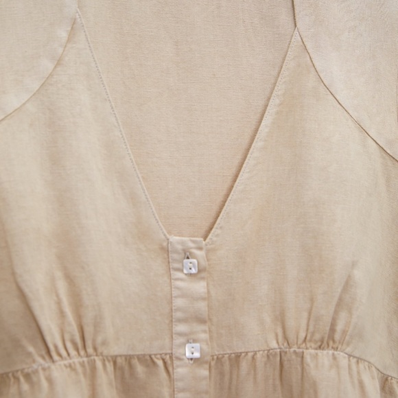 Zara Linen Blend Tiered Dress in Sand - Picture 7 of 7